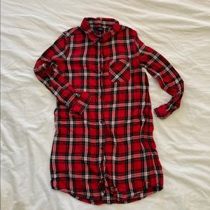 Gap plain red and green flannel cabin dress